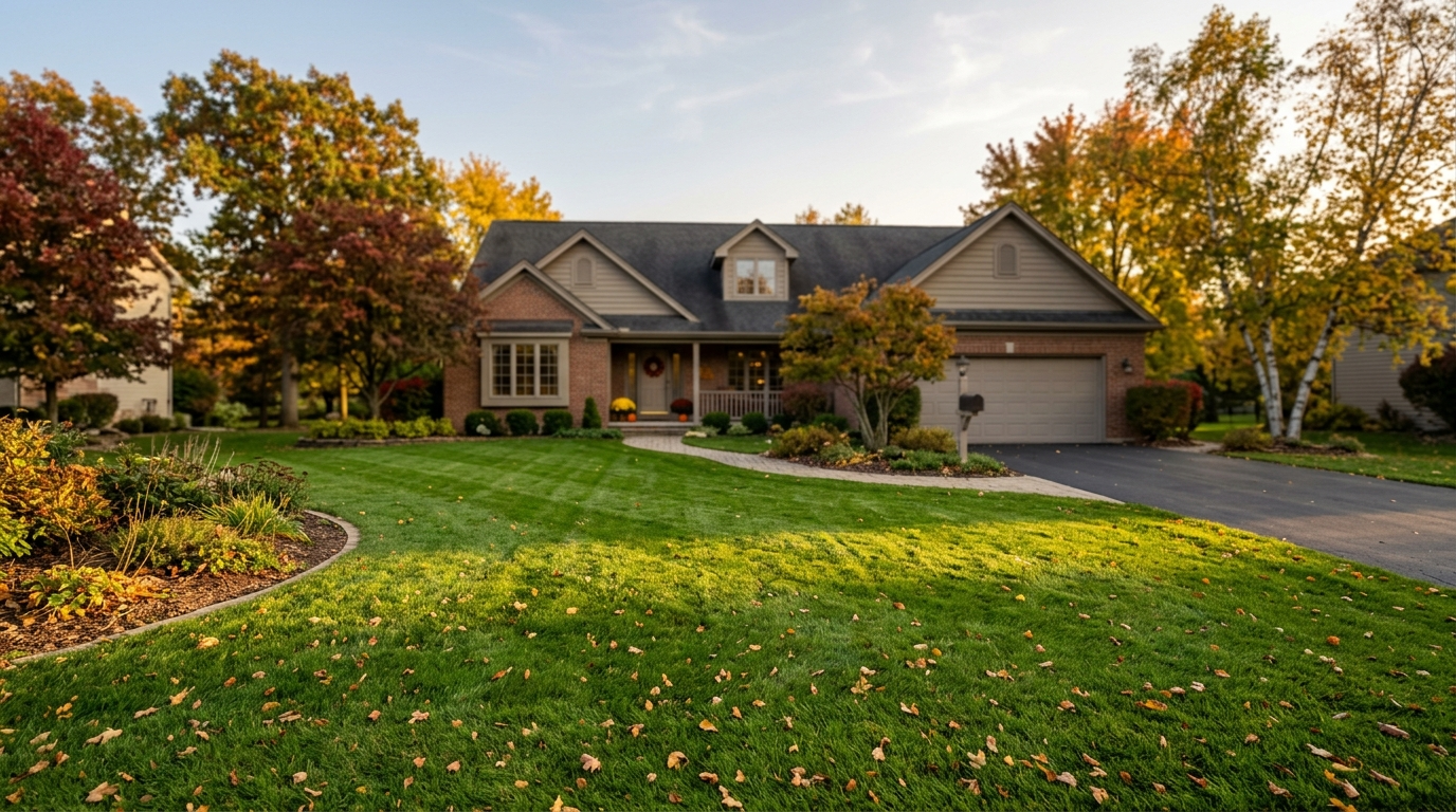 beautiful front lawn in NY done by Lawn Logic