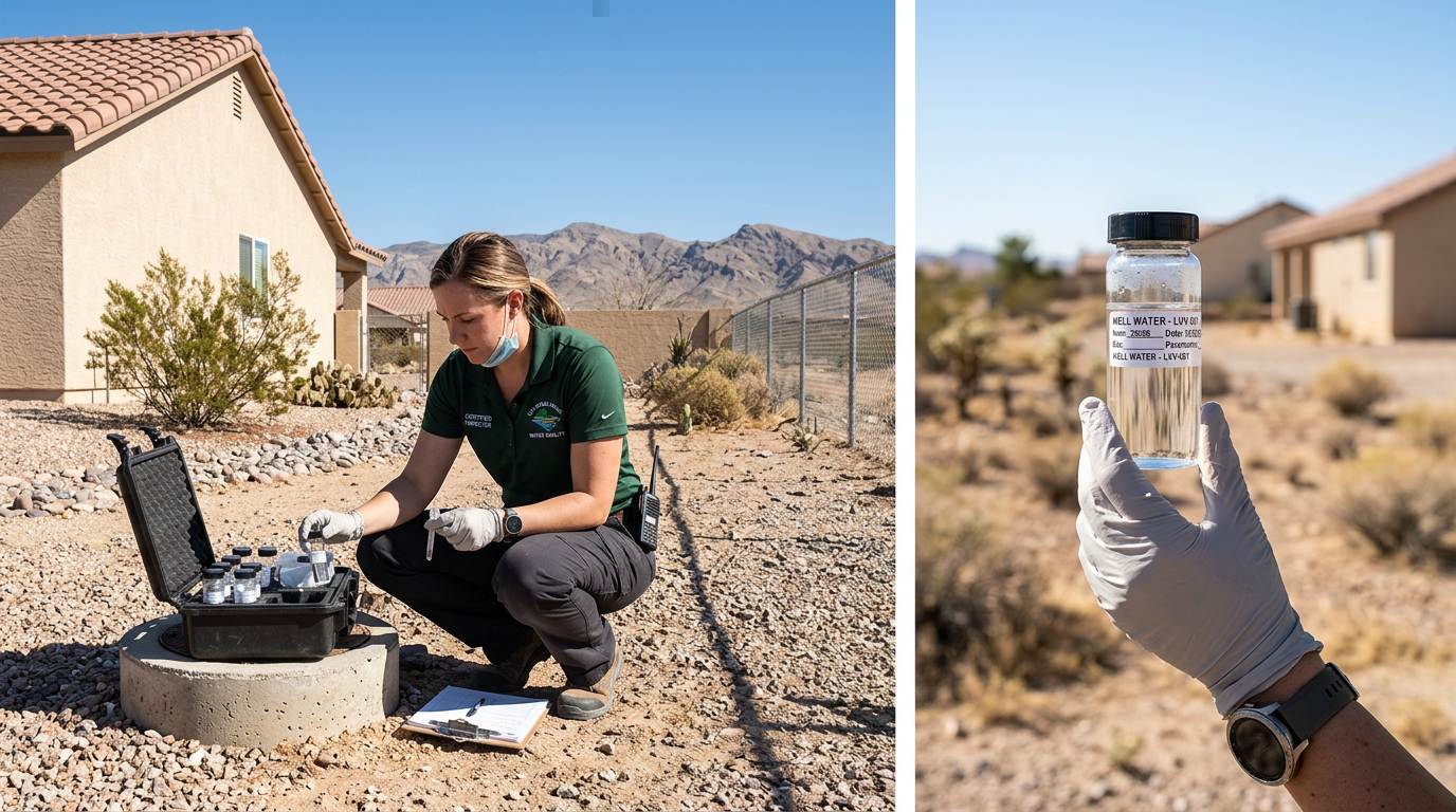 mold specialist testing well water on a las vegas property